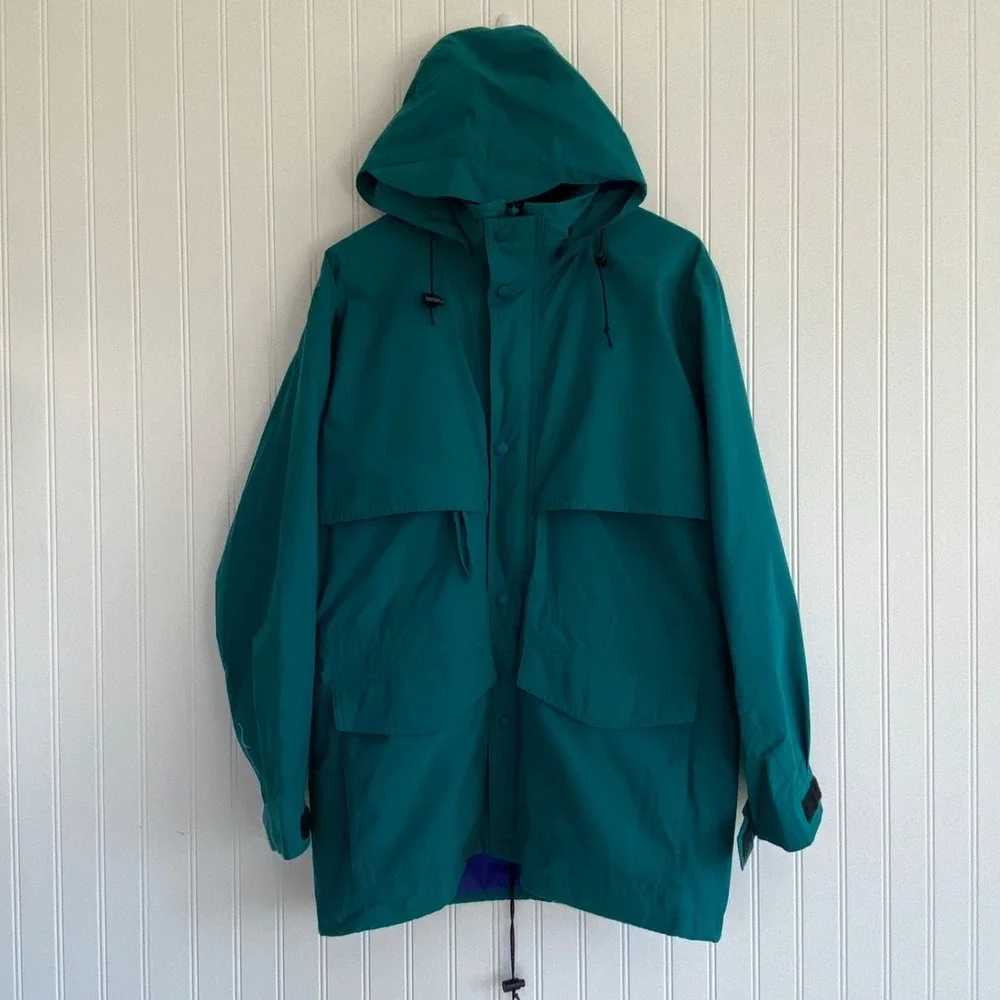 VTG Eddie Bauer Mens Lightweight Chore Jacket Size S Hooded Windbreaker Gore Tex